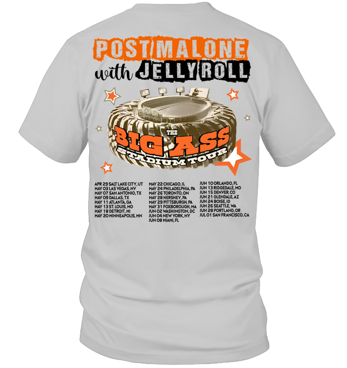 Post Malone Jelly Roll Concert Tour Shirt - ECOLD196 (White Shirt) copy