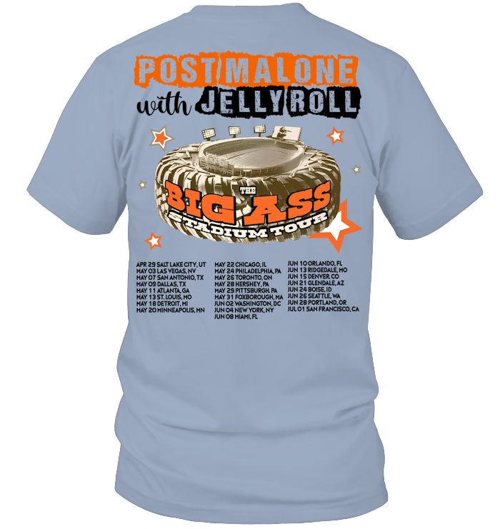 Post Malone Jelly Roll Concert Tour Shirt - ECOLD196 (White Shirt) copy