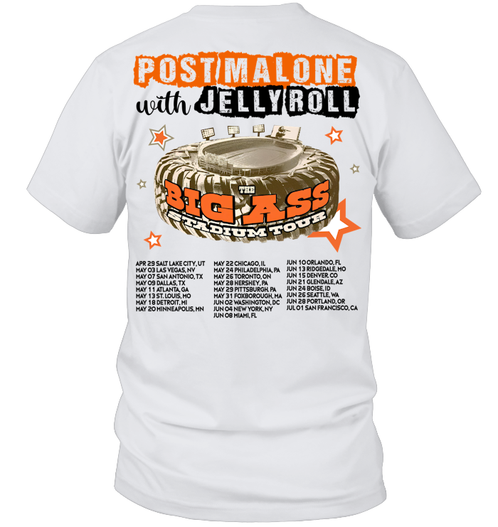 Post Malone Jelly Roll Concert Tour Shirt - ECOLD196 (White Shirt) copy