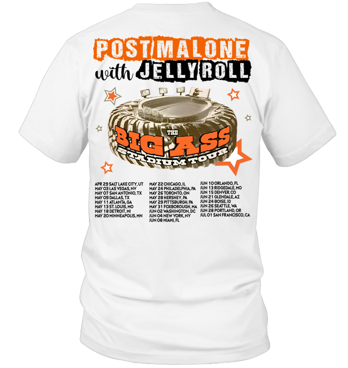 Post Malone Jelly Roll Concert Tour Shirt - ECOLD196 (White Shirt) copy